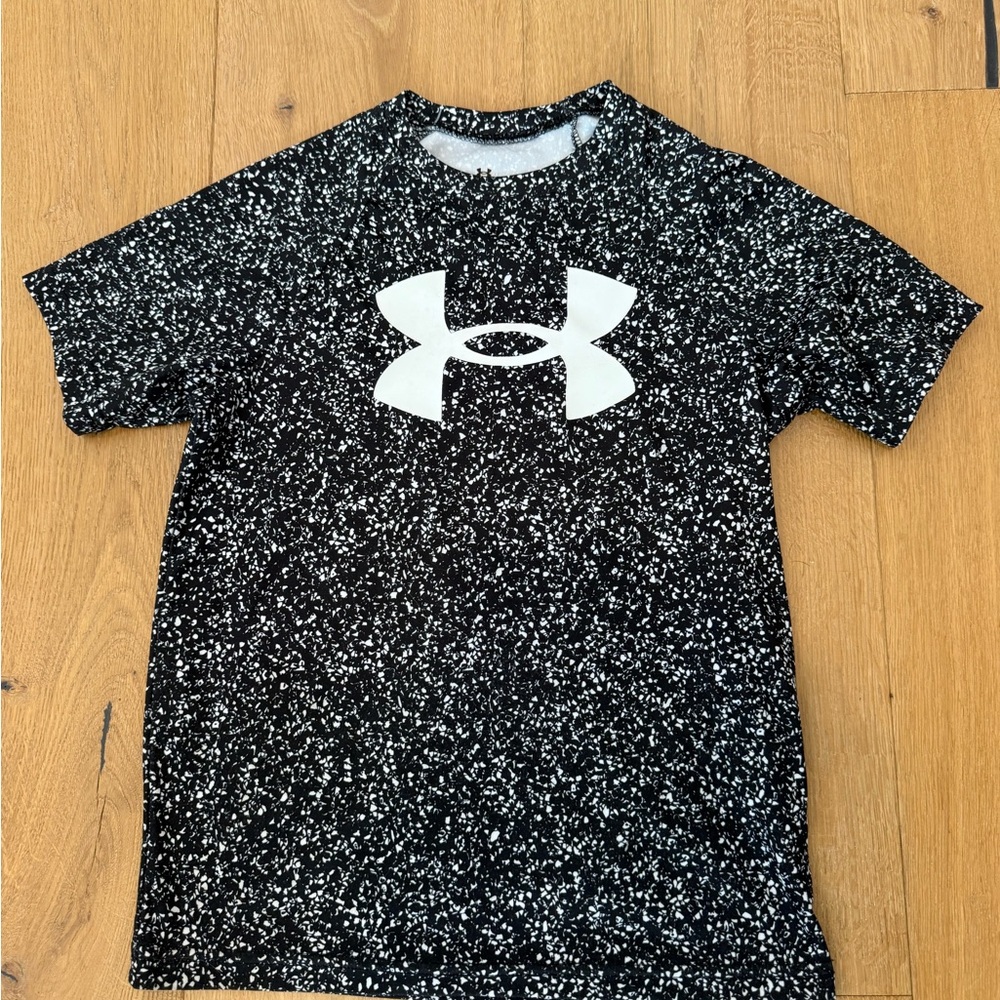 Under Armour Black Speckle Performance Tee with White Logo